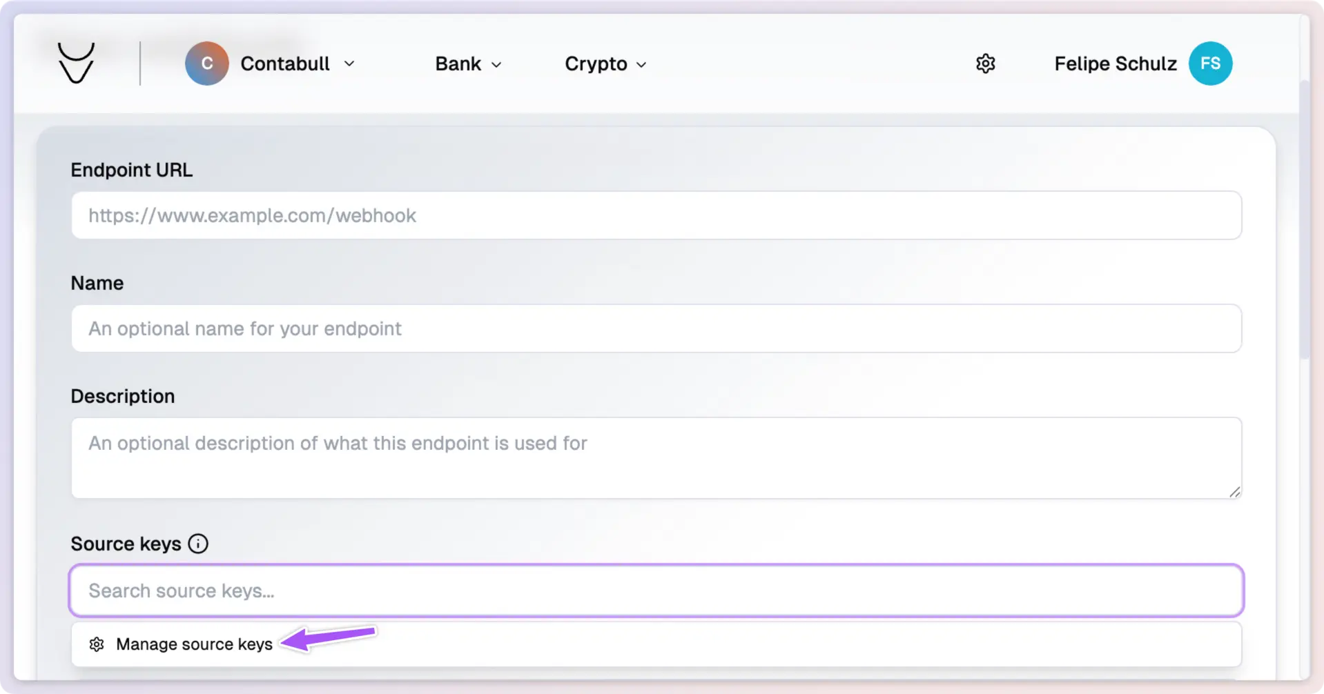 Source key configuration in light mode