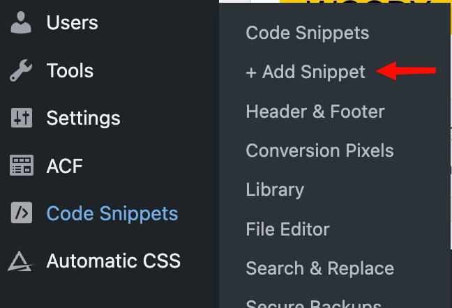 The Add Snippet button in WPCode