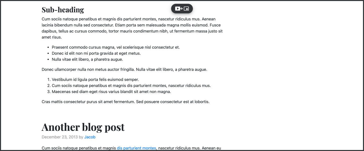 Shows the click-to-stick button for video control
