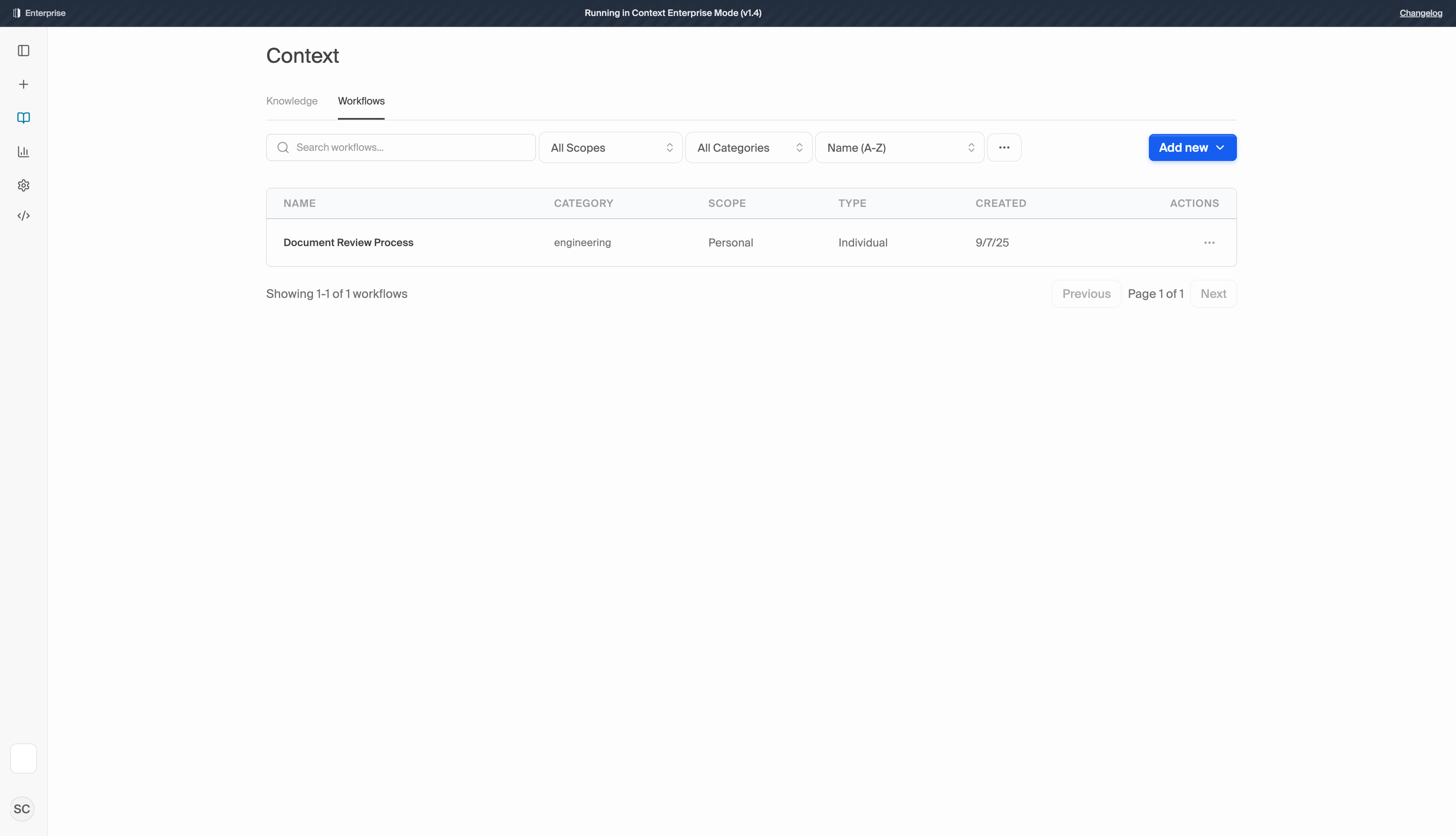 Workflows Management Interface