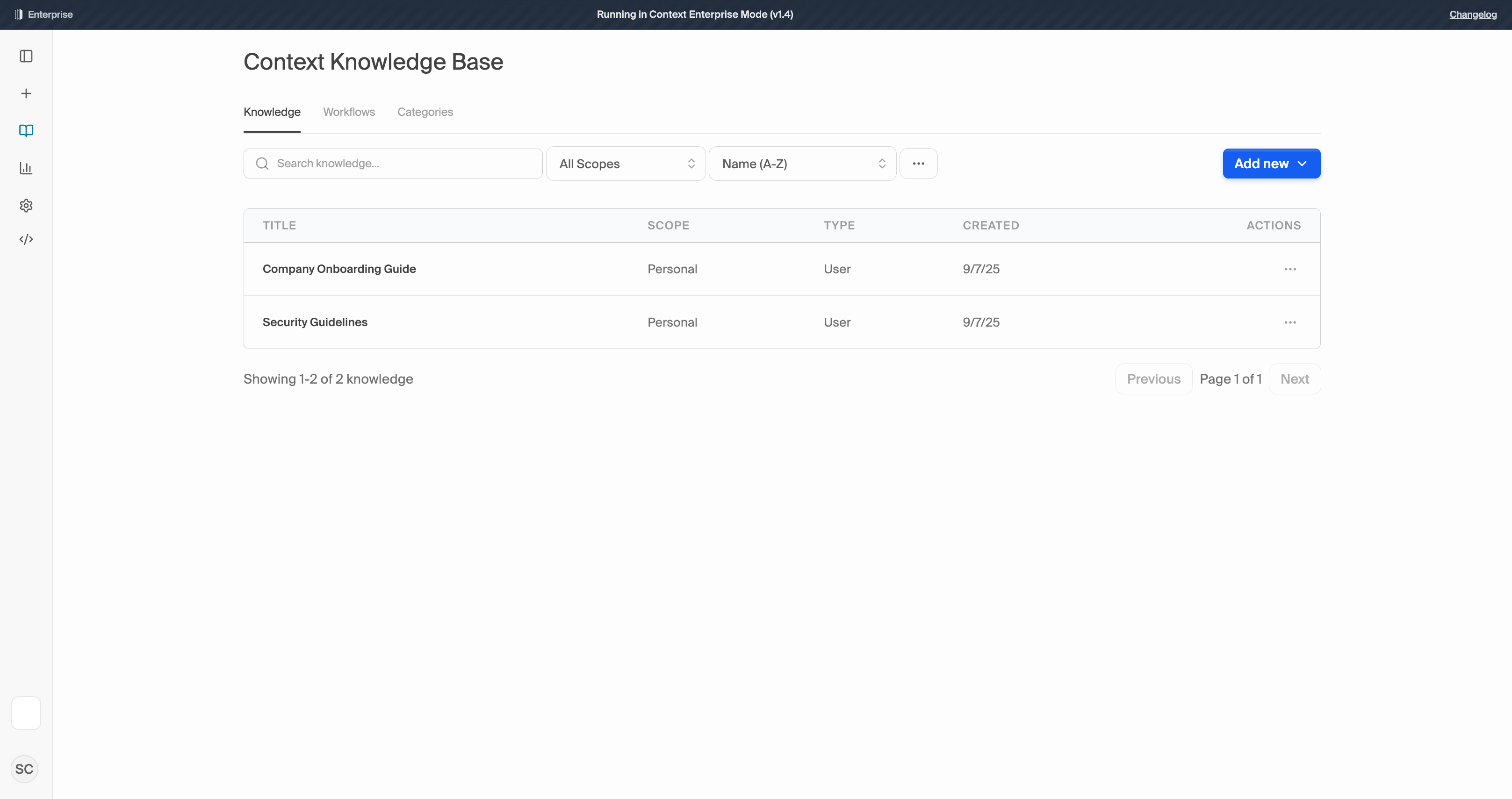 Knowledge Management Interface