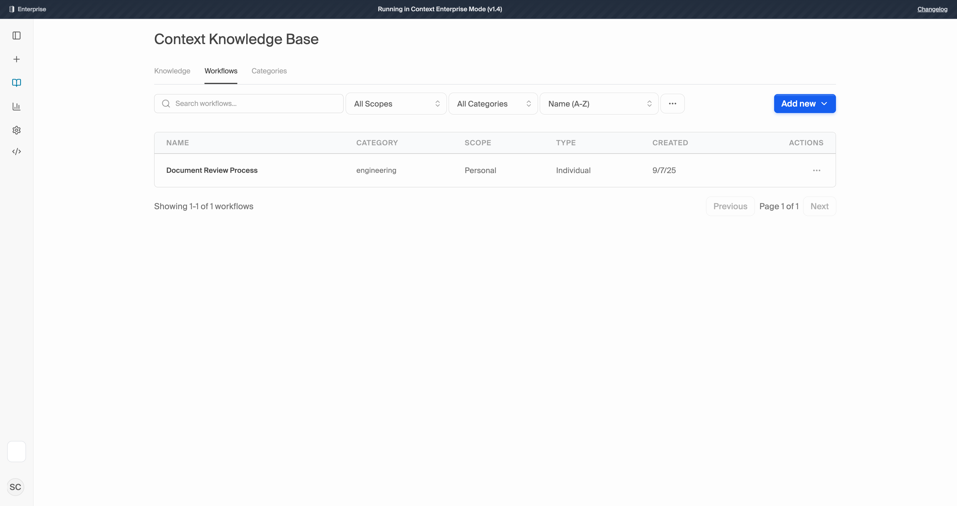 Workflows Management Interface