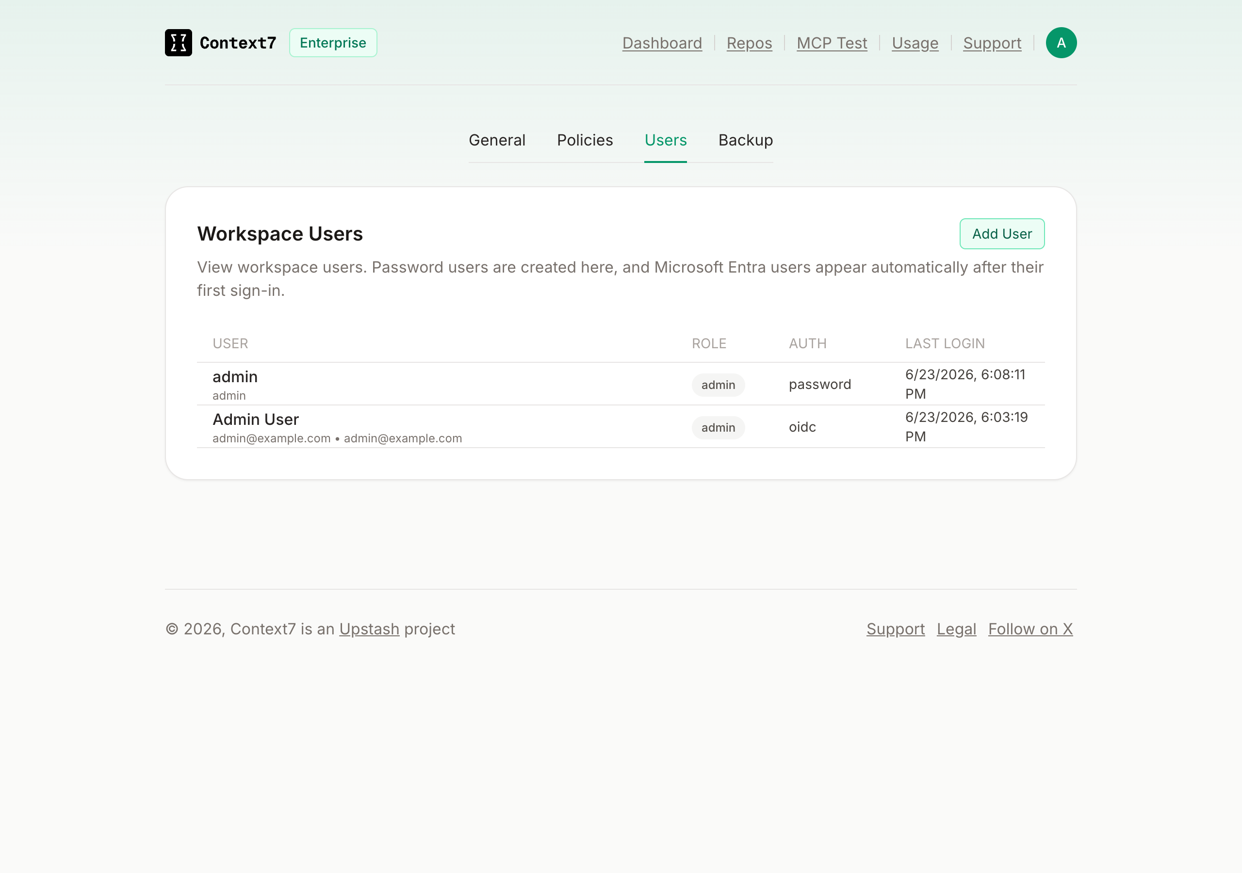 Teamspace Settings Users tab showing OIDC-provisioned users