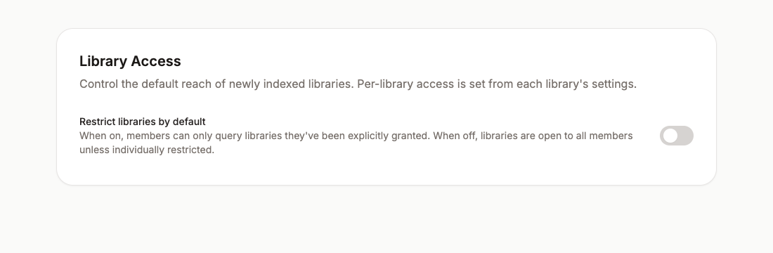 The restrict libraries by default toggle