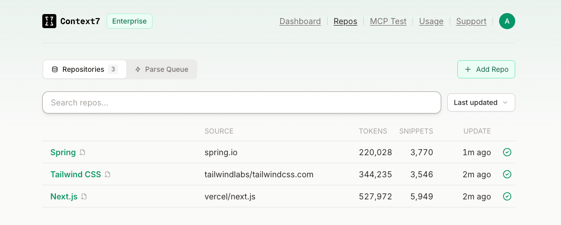 Imported badge on a library in the Repositories list