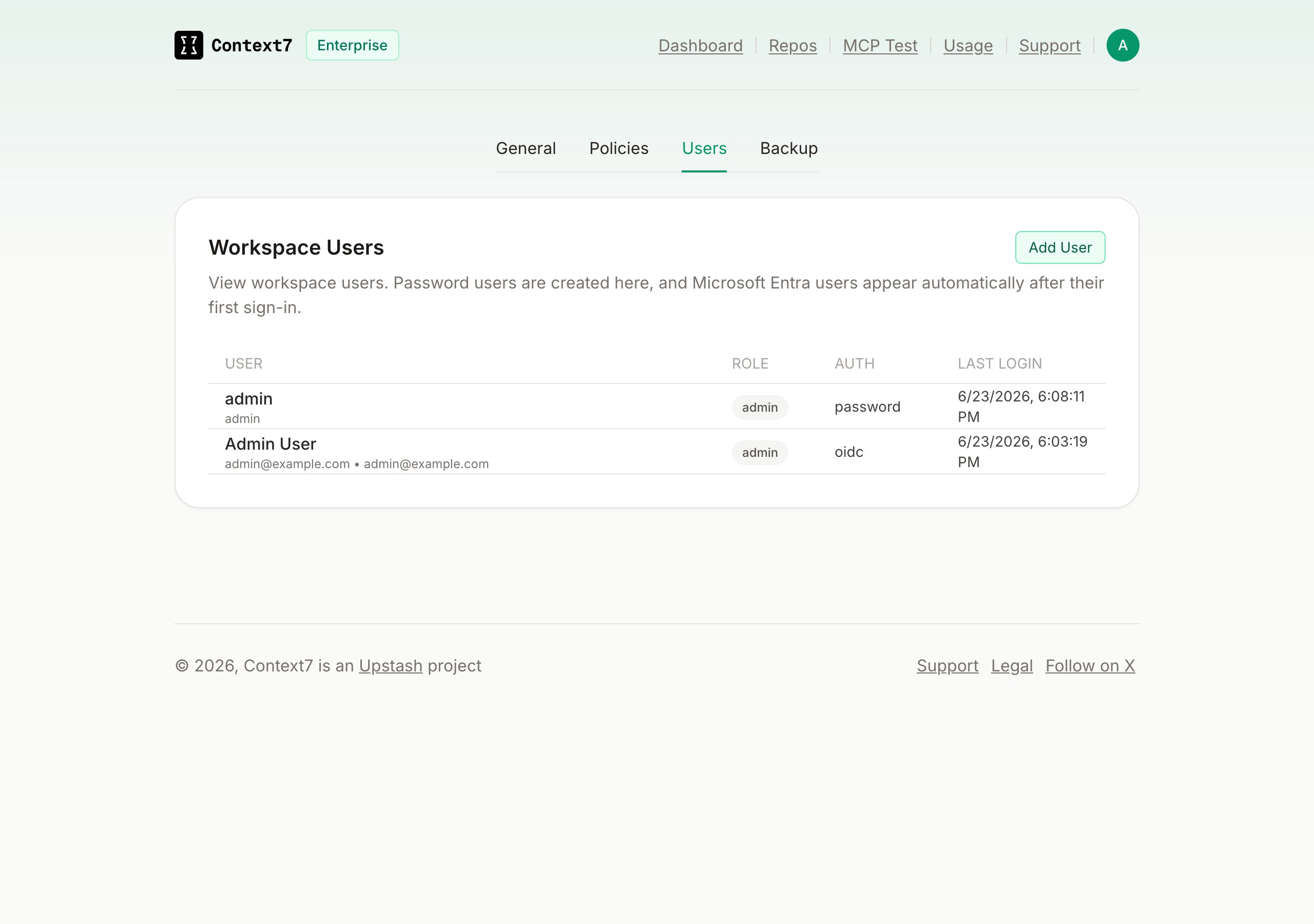 Teamspace Settings Users tab showing OIDC-provisioned users