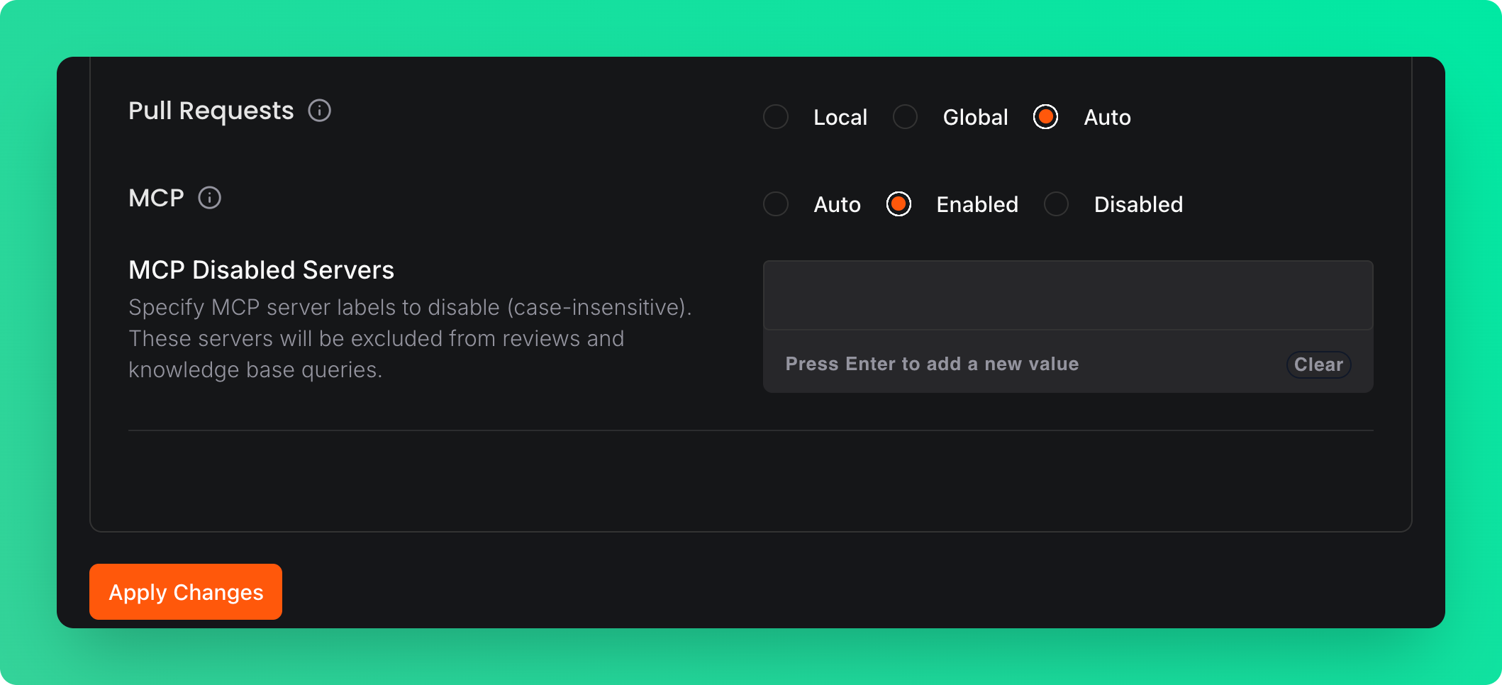 Update MCP settings