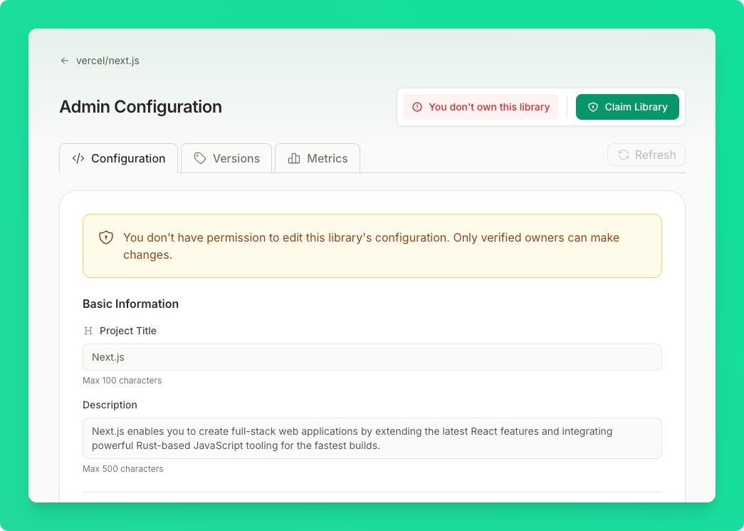 Claim Library button