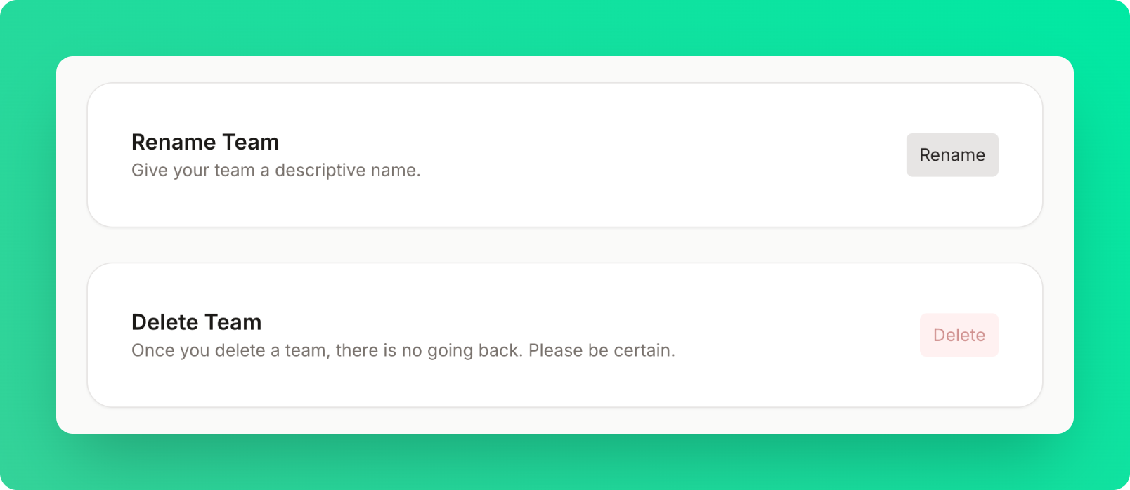 Team management card