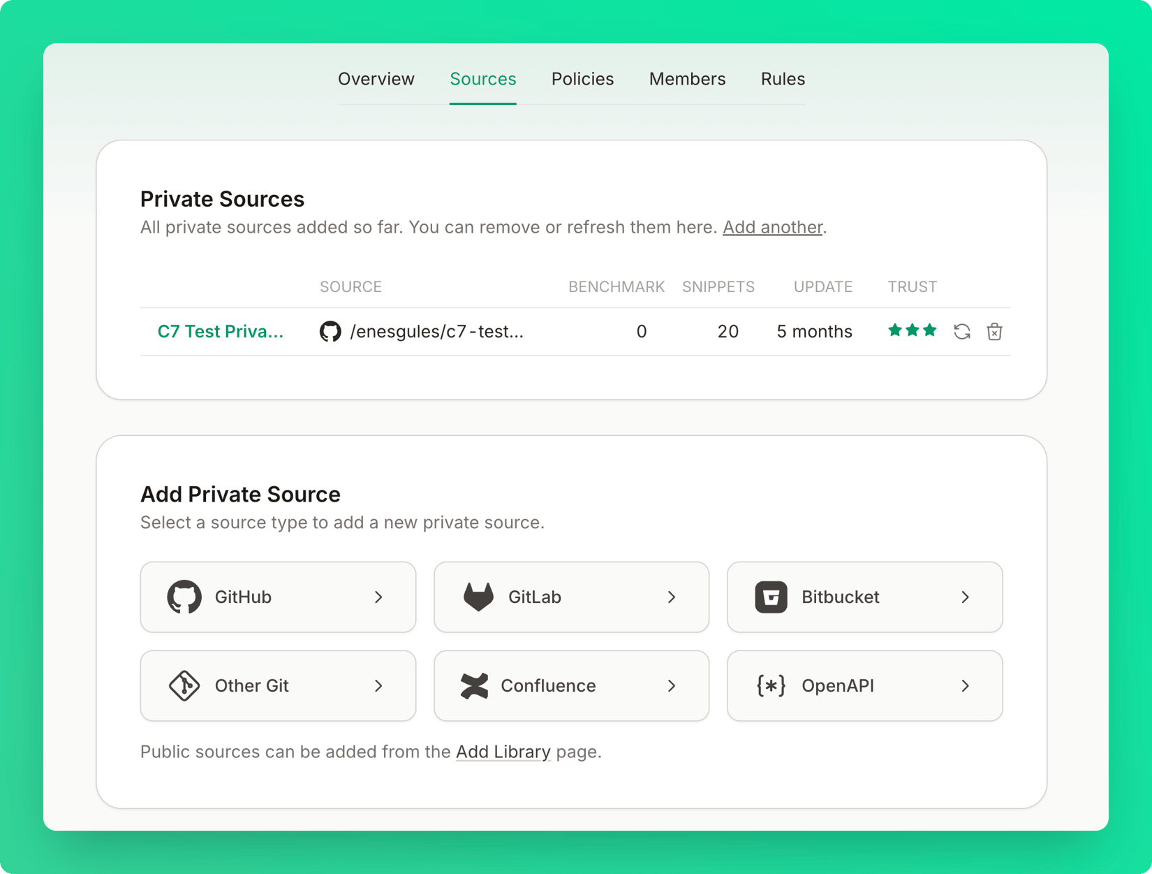 Add Source Add Private Sources - Context7 MCP
