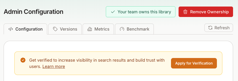Apply for Verification button