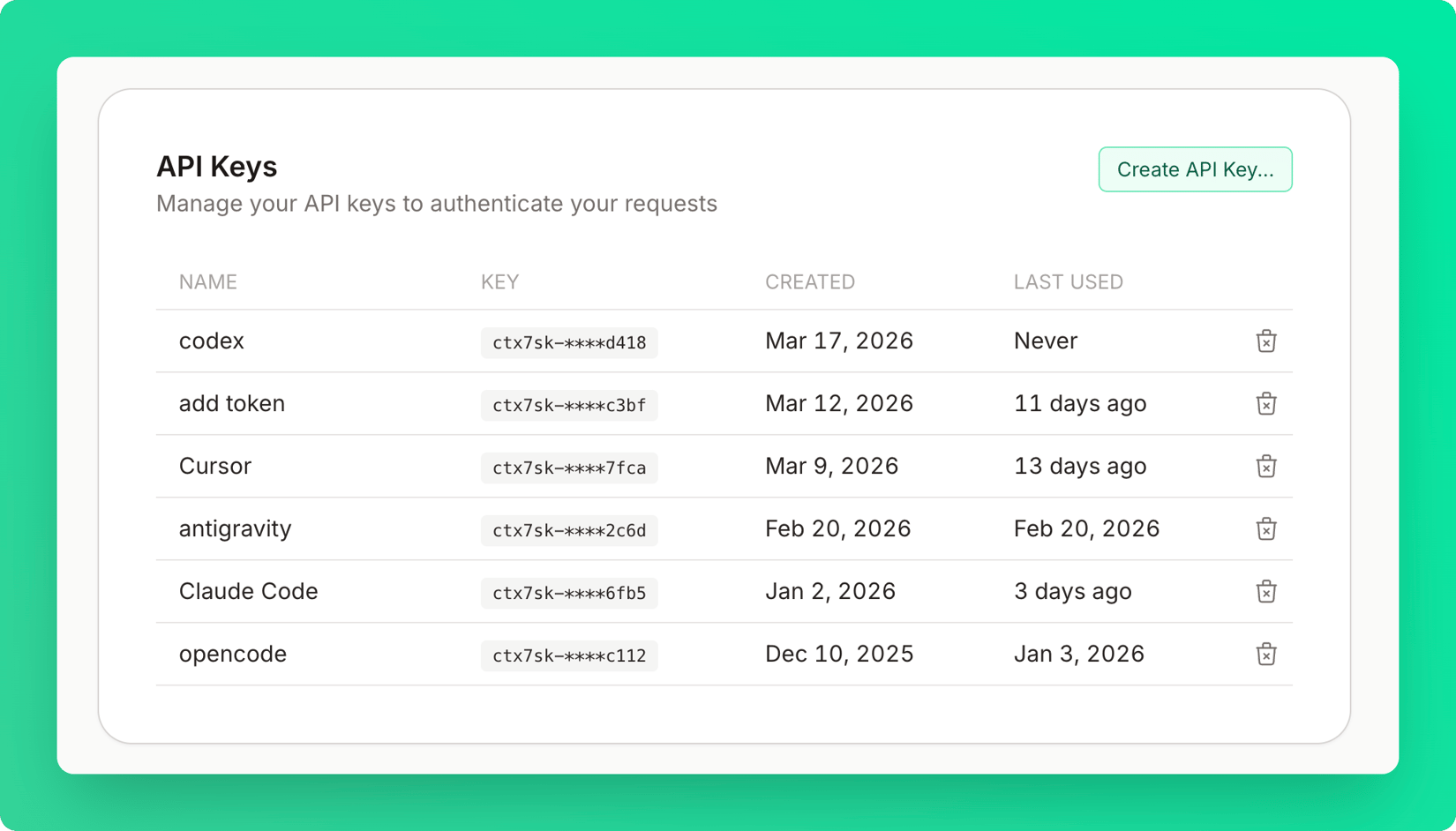 API Keys - Context7 MCP