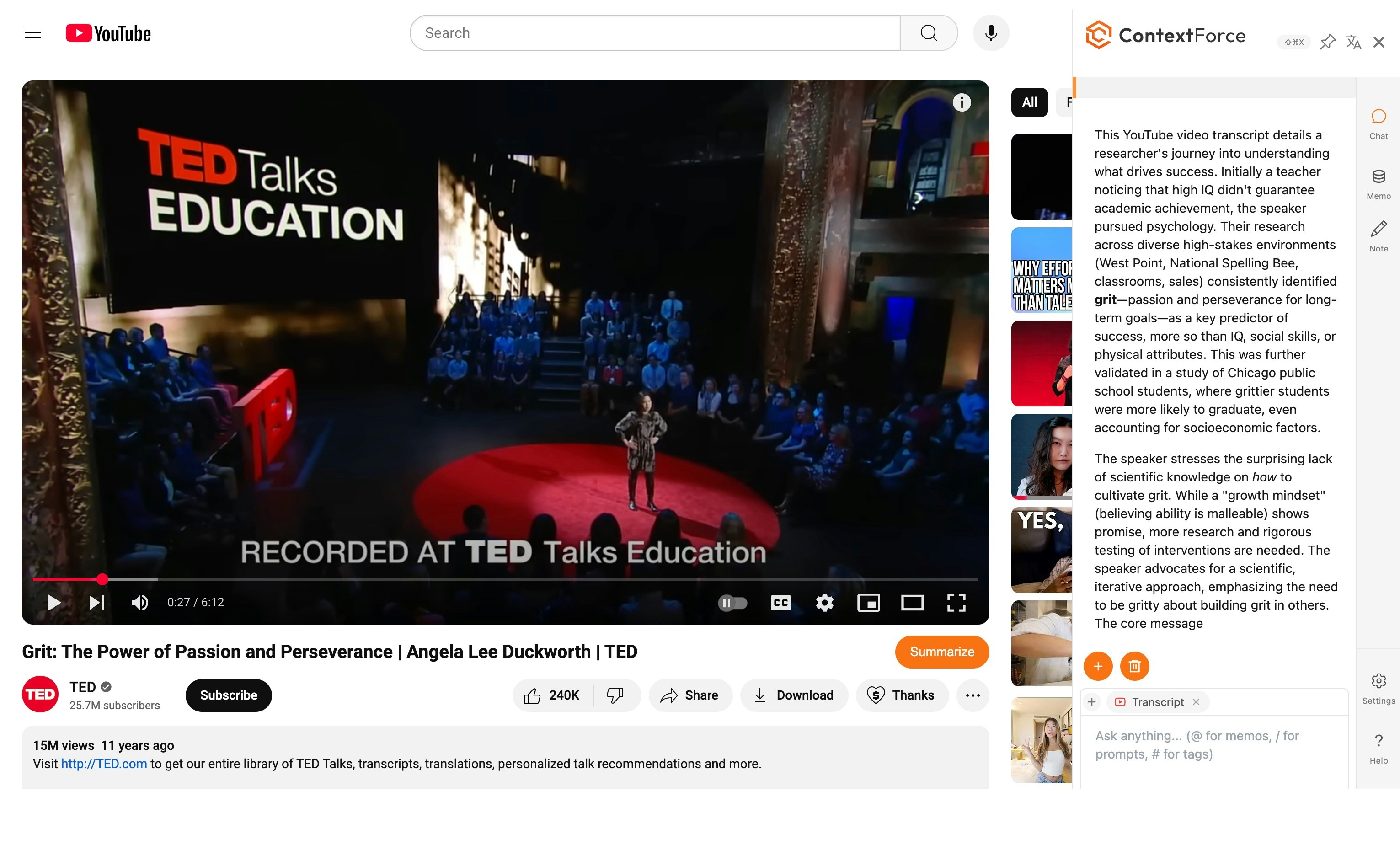 LEXI YouTube interface showing the main features