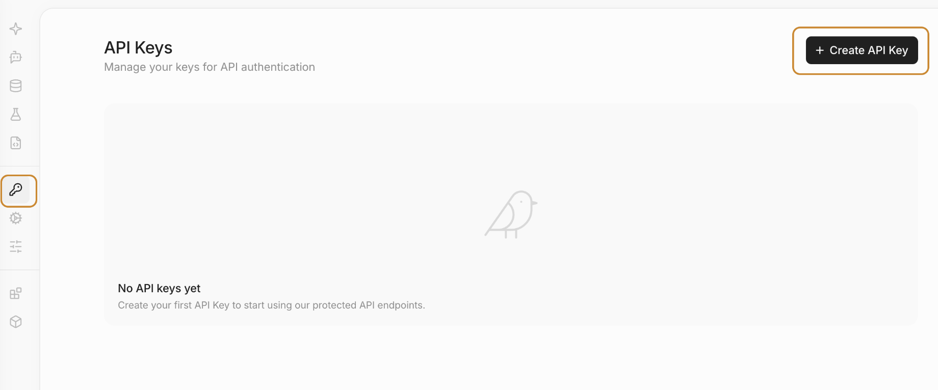 API Keys page in the Contextual AI platform
