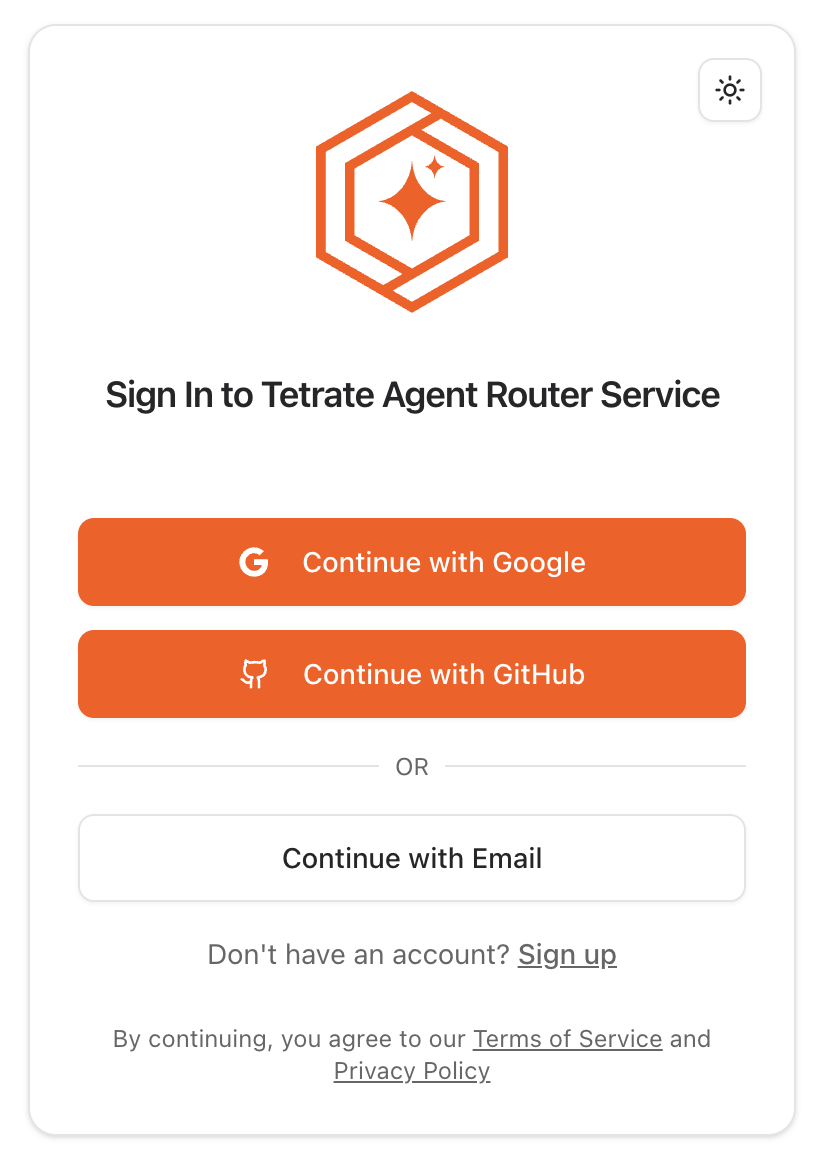 Tetrate sign in page