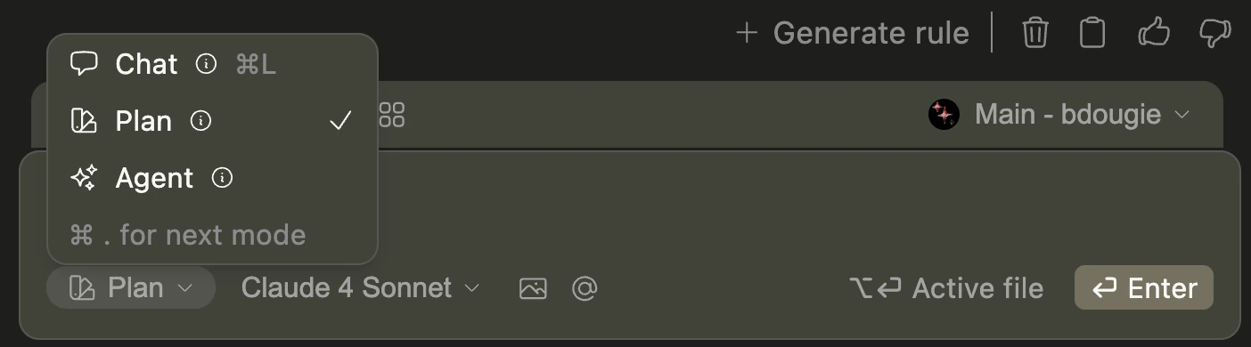 Plan mode selector