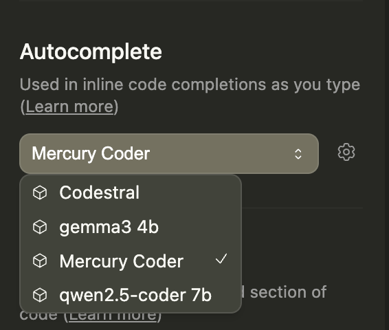 Autocomplete Model Selection