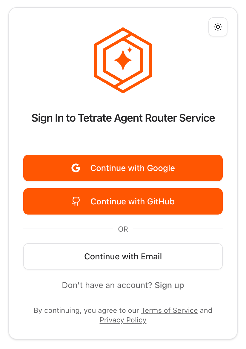 Tetrate sign in page
