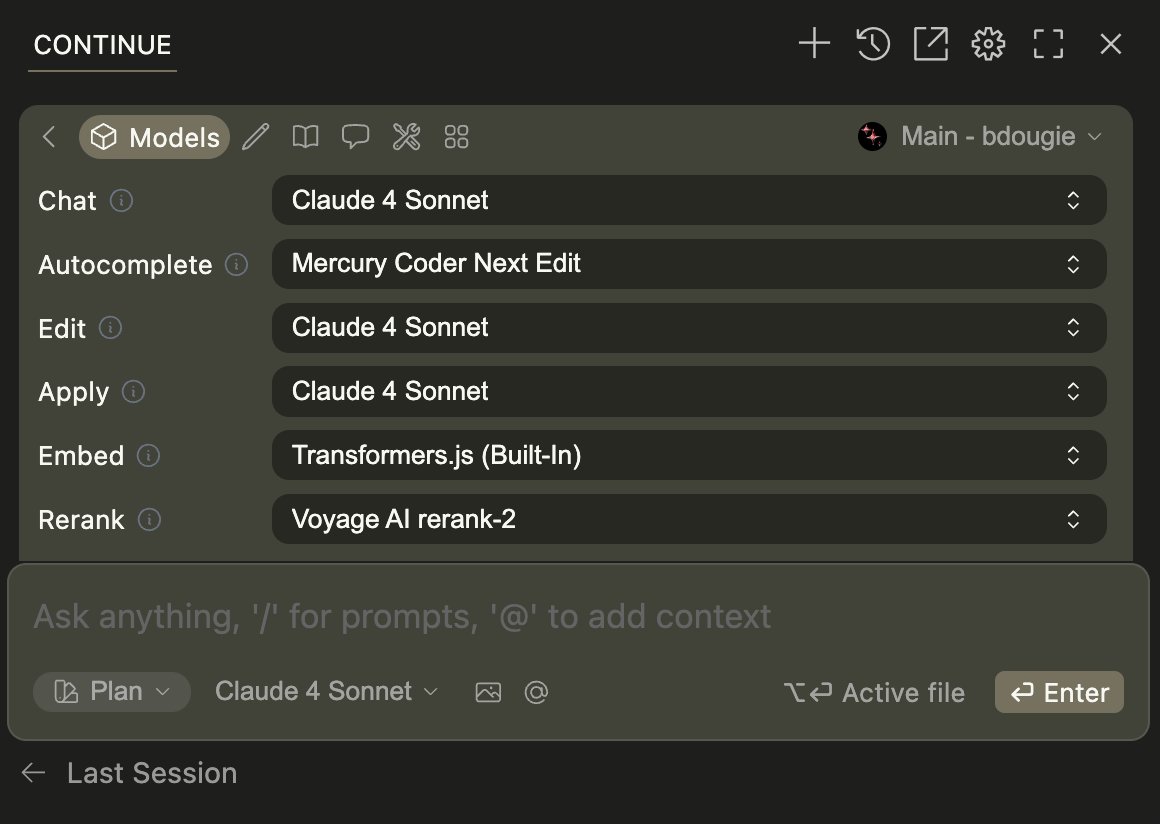 Edit model selection