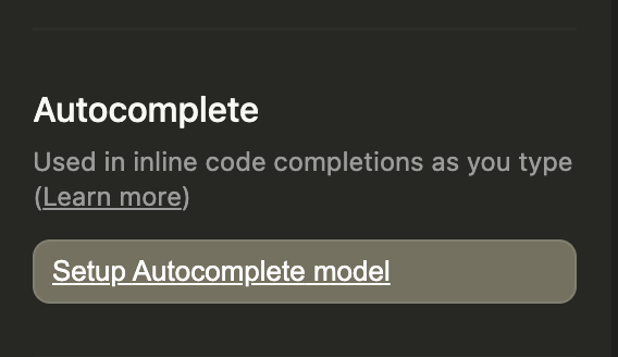 Continue Autocomplete Settings
