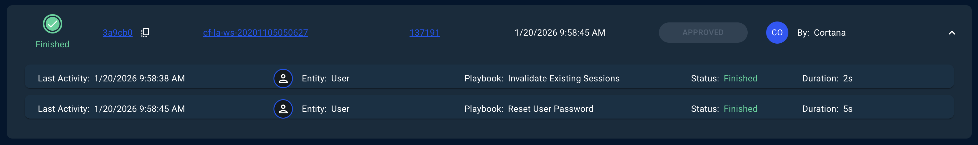 Gamebook history expanded view