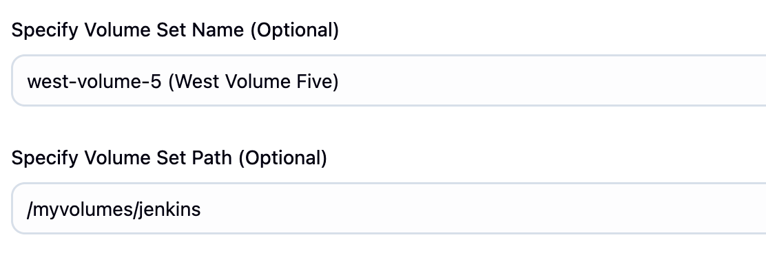 Volume set config in Jenkins cloud