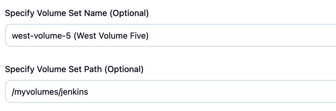 Volume set config in Jenkins cloud