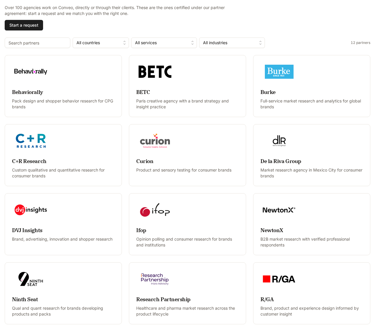The Partner directory tab with filter controls and a grid of vetted partner listings