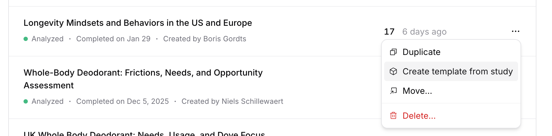 Create template from study