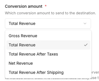Conversion amount dropdown