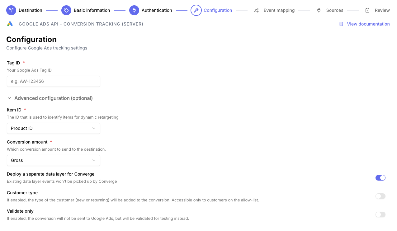 Google Ads server-side conversion configuration