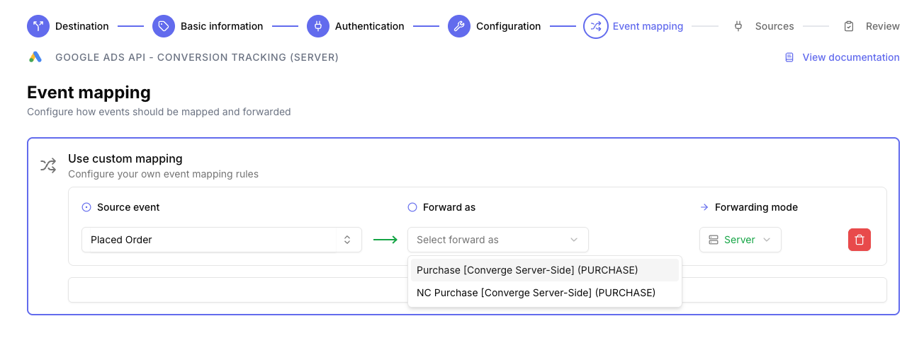Google Ads server-side with conversion actions