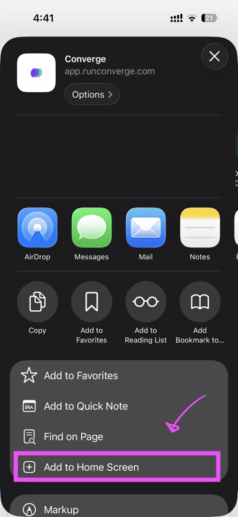 Add to Home Screen confirmation
