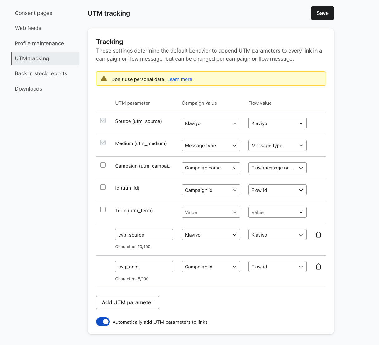 Klaviyo UTM Tracking