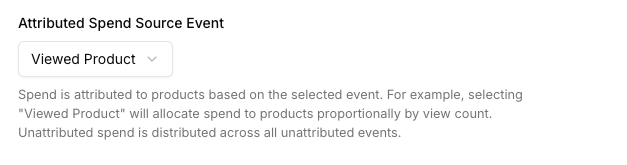 Product spend allocation setting
