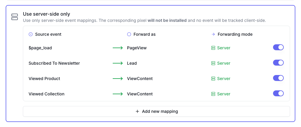 Server-Side Only - Event Mapping