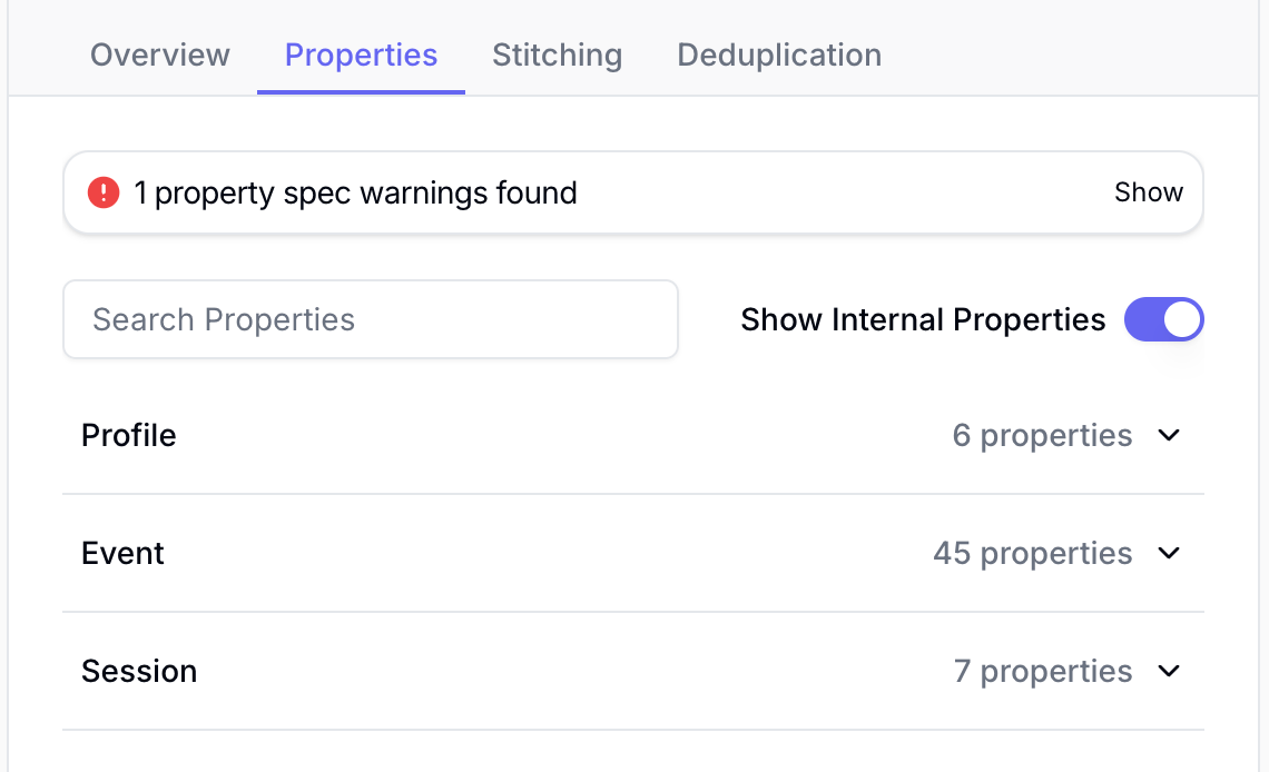 Data quality - Event details - Properties