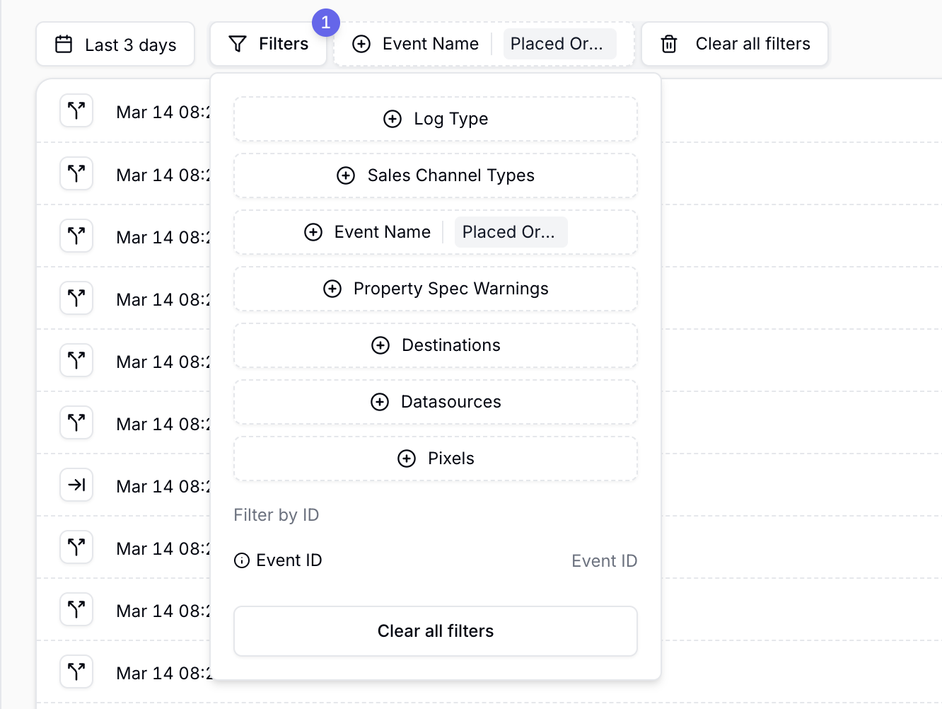 Event Logs - Filters