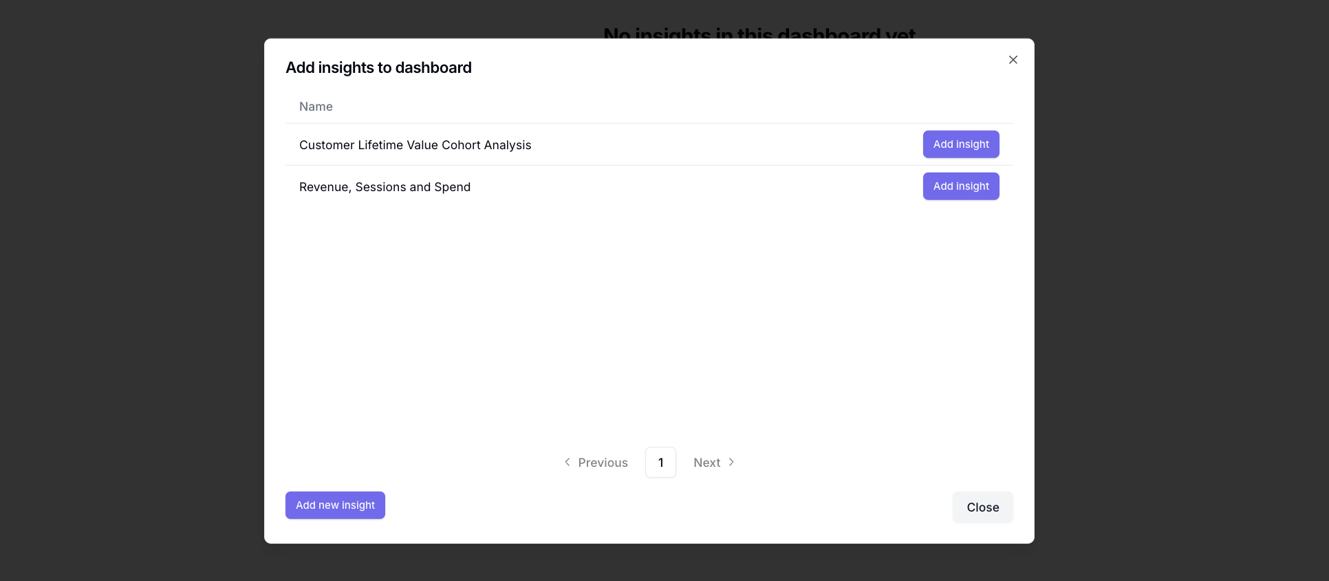 Dashboards - Converge Documentation