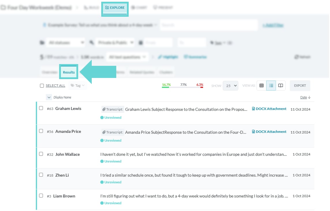 Results screenshot: Open Submission Reader