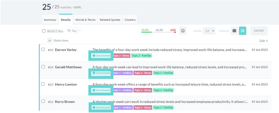 Publishing responses screenshot: Hide display name blocks (Anonymous)