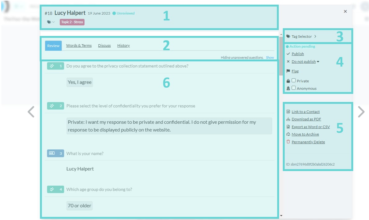 Submission Reader screenshot: Navigating Submission Reader