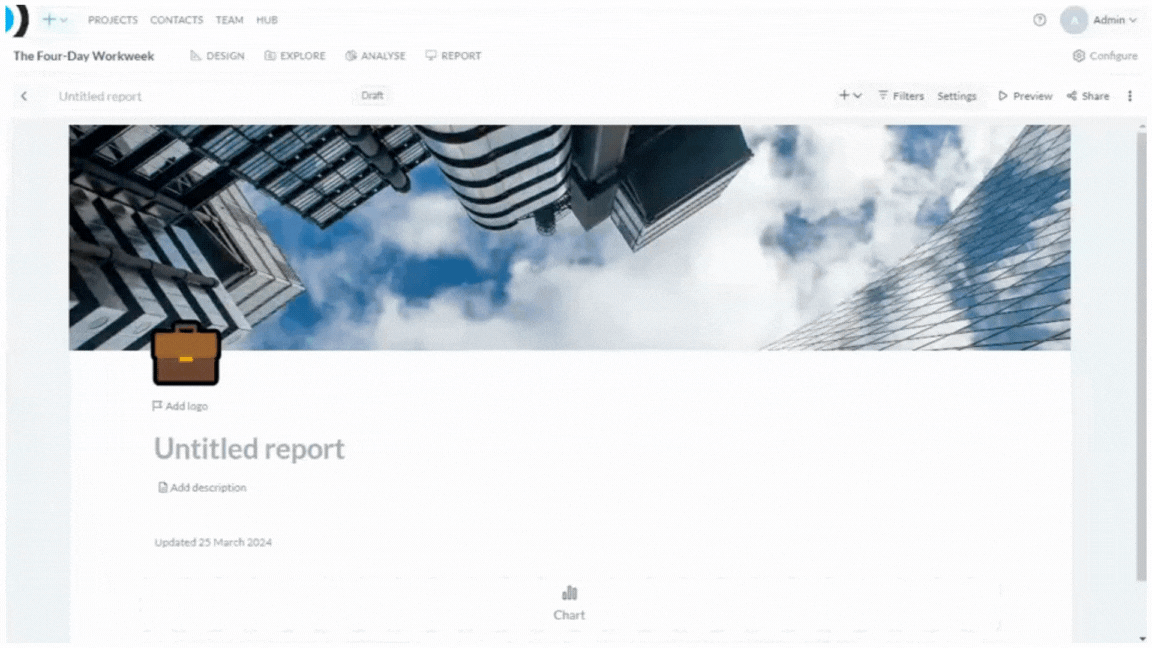 Creating reports screenshot: Add logo