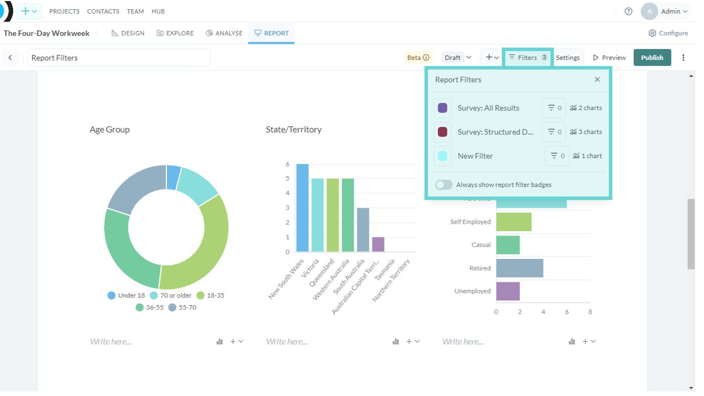 Report filters screenshot: Report Filters Menu