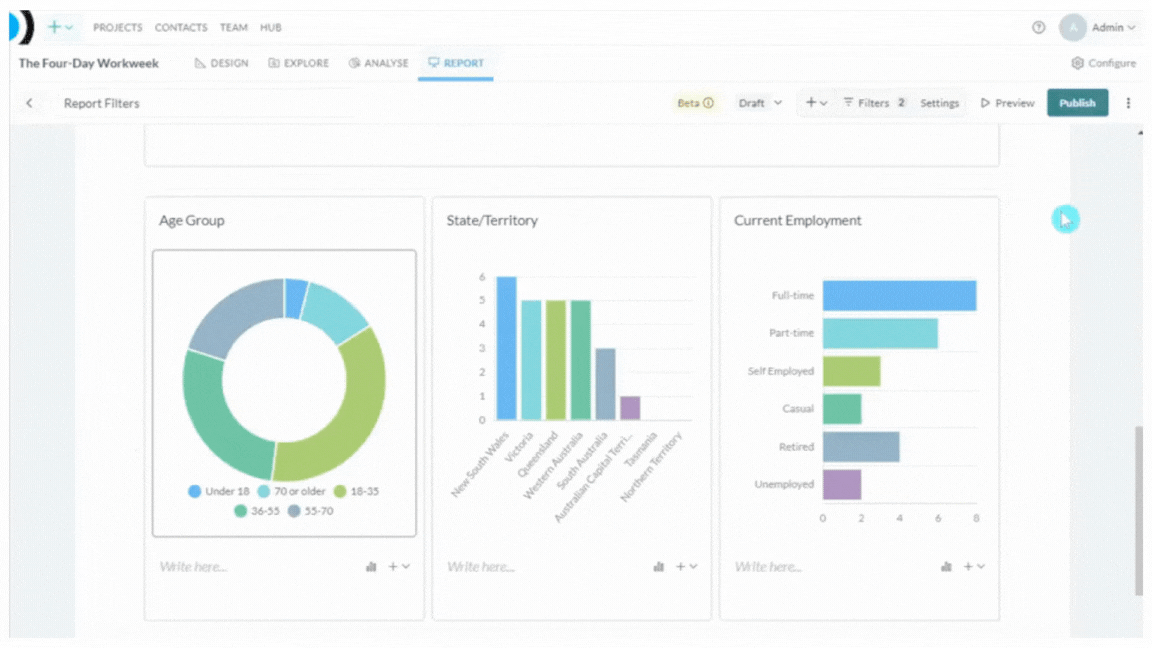 Report filters screenshot: from the report filters menu). The count of reports in each filter will also update to reflect this change.