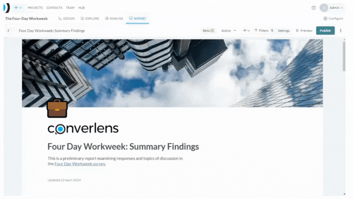Sharing and Publishing Reports screenshot: Copy app link