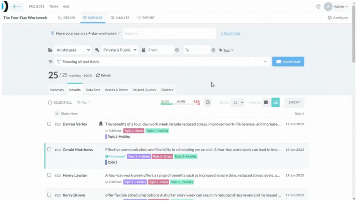 Quick Start screenshot: Create a report