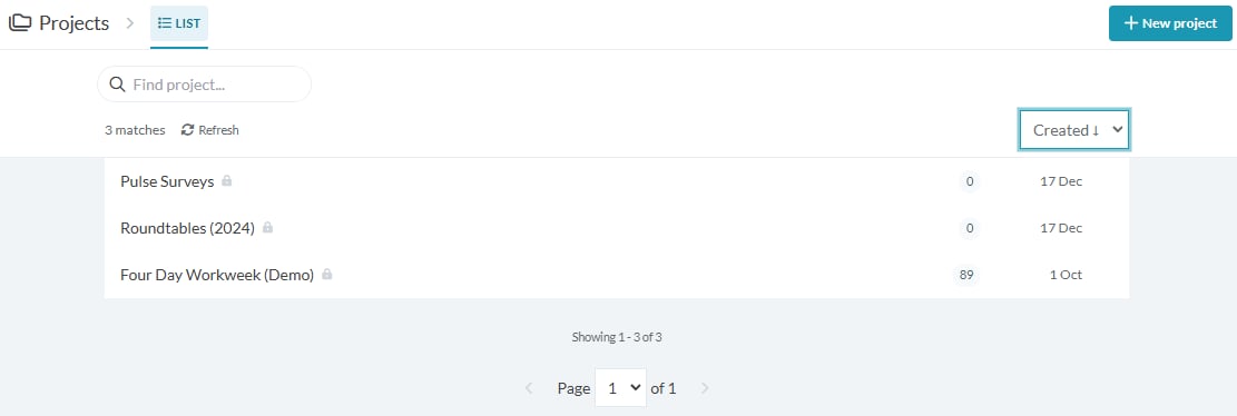 Projects screenshot: Next steps