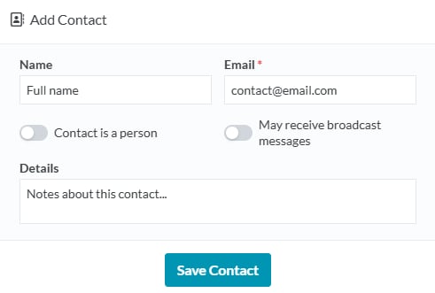 Adding & Importing Contacts screenshot: Importing Contacts from Existing Projects