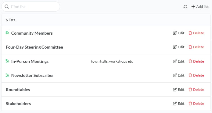 Manage Contacts screenshot: Find contact (Search)